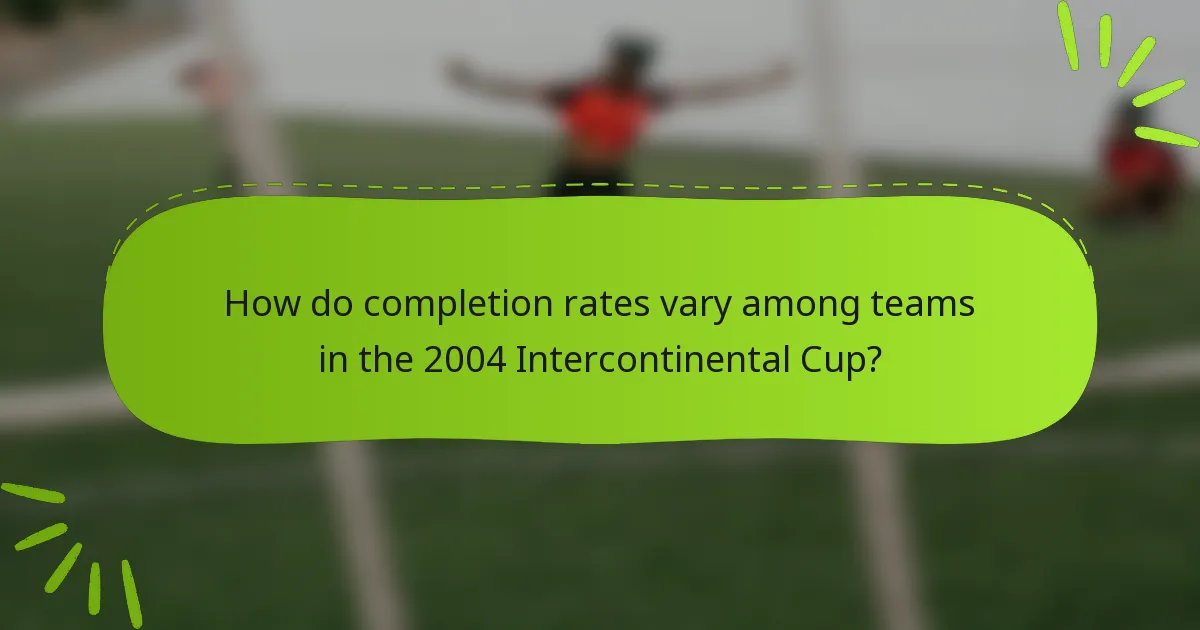 How do completion rates vary among teams in the 2004 Intercontinental Cup?