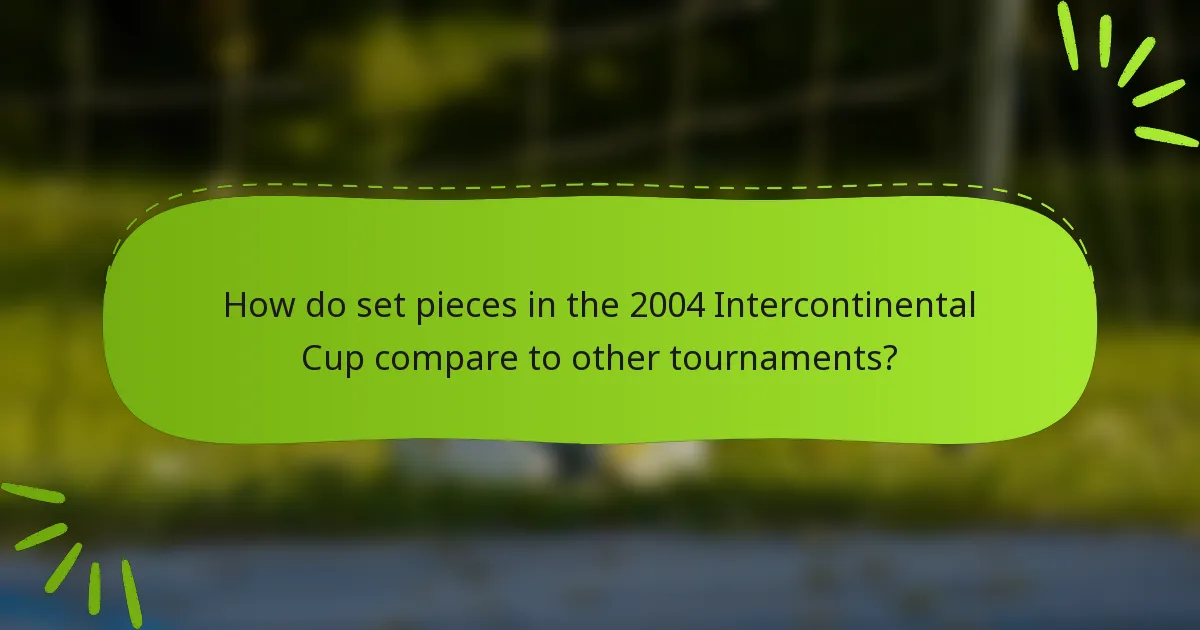 How do set pieces in the 2004 Intercontinental Cup compare to other tournaments?