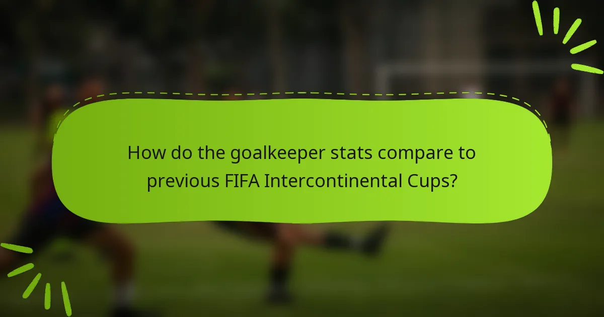 How do the goalkeeper stats compare to previous FIFA Intercontinental Cups?