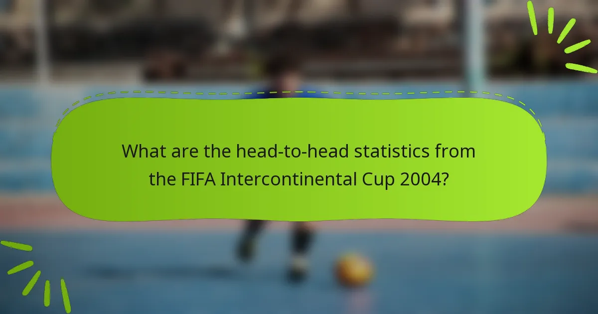 What are the head-to-head statistics from the FIFA Intercontinental Cup 2004?