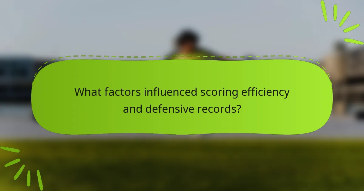 What factors influenced scoring efficiency and defensive records?