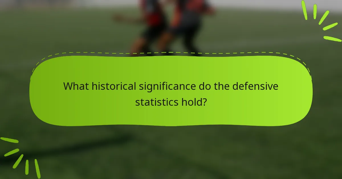 What historical significance do the defensive statistics hold?