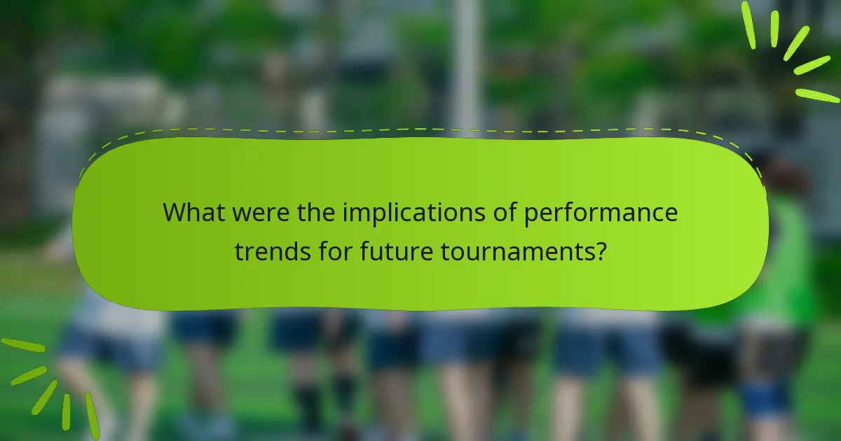 What were the implications of performance trends for future tournaments?