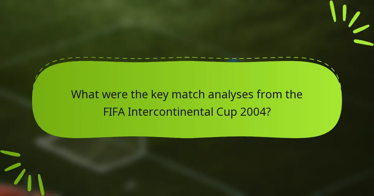 What were the key match analyses from the FIFA Intercontinental Cup 2004?