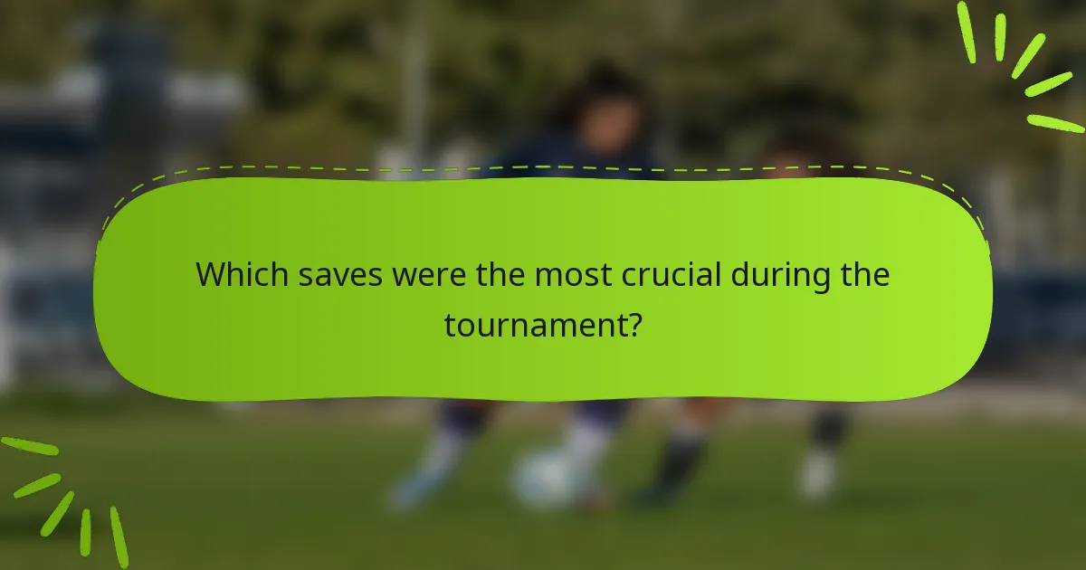 Which saves were the most crucial during the tournament?