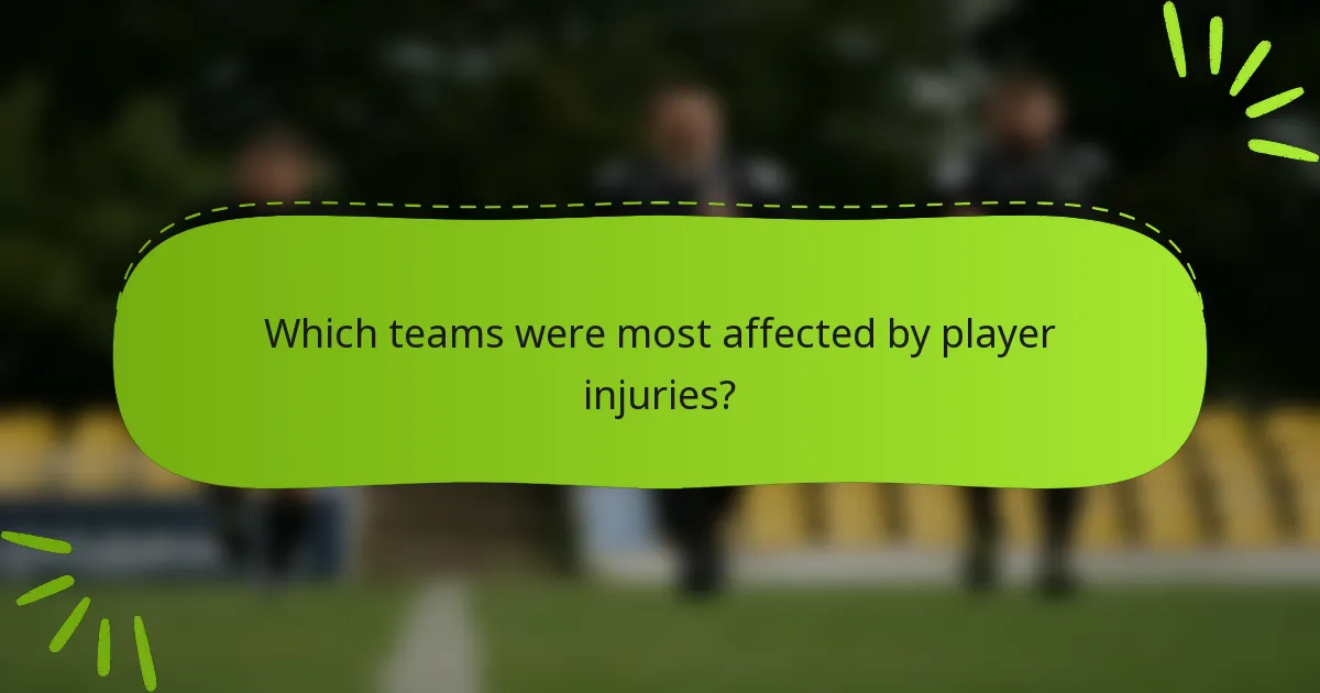 Which teams were most affected by player injuries?