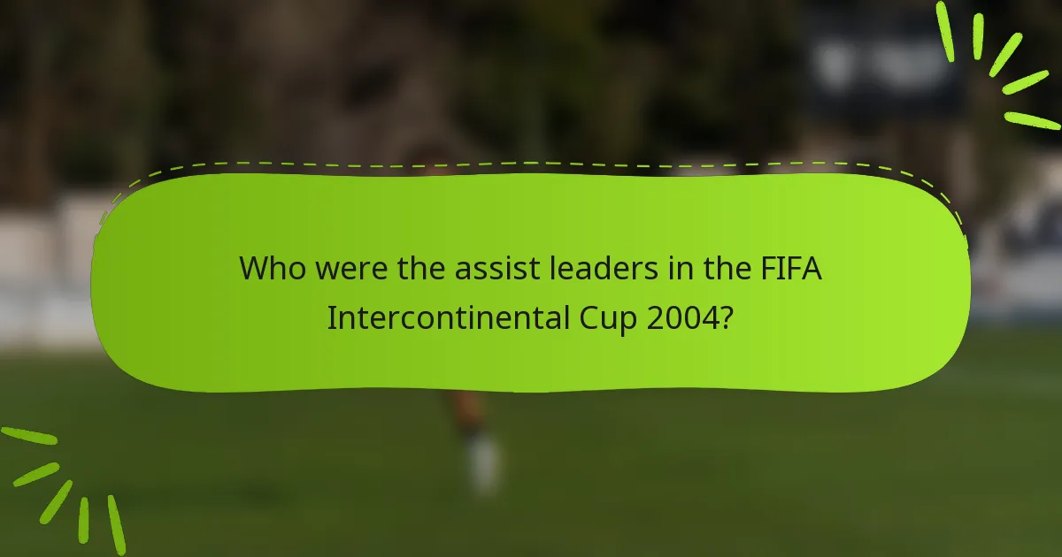 Who were the assist leaders in the FIFA Intercontinental Cup 2004?